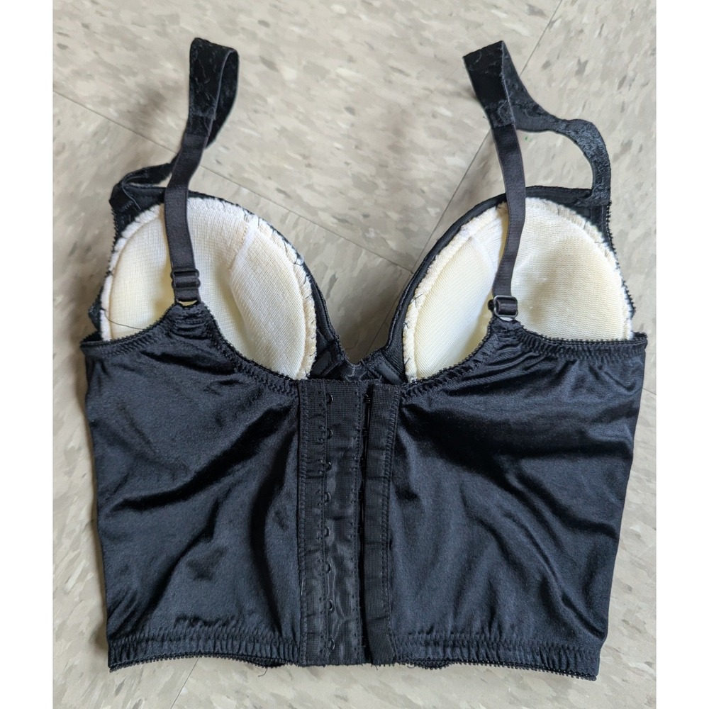 Olga Vintage Y2K Indie Sleeze Black Lace Bustier Corset Top 33645 36A Made USA - Picture 4 of 8